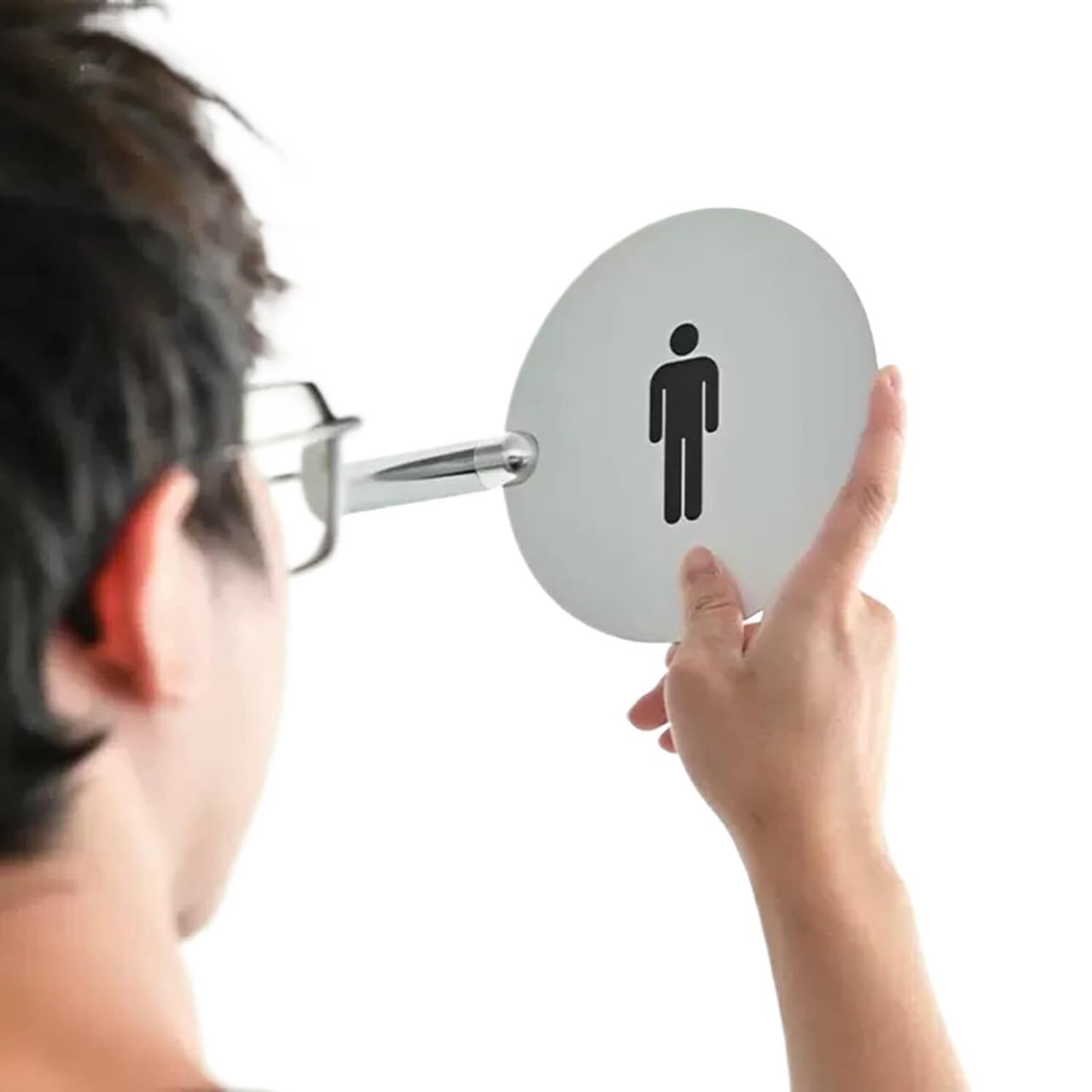 Toilettenschild, Runde, doppelseitige Badezimmerschilder, 6 Zoll, mit Befestigungsstange aus Edelstahl(C)