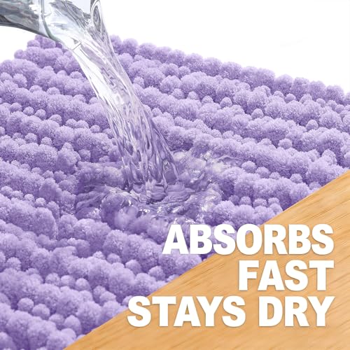 Image of OLANLY Long Bathroom Rugs Runner 70x24, Thick Soft and Absorbent Chenille Bath Mat, Non-Slip, Machine Washable Quick Dry Bath Rugs for Tub Shower Floor, Home Decor Accessories, Lavender