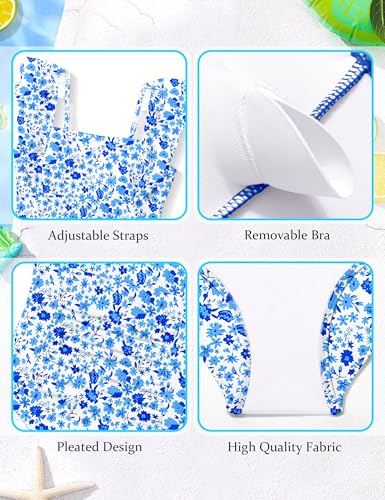 Image of NECIOUS Girls Swimsuit Ruffle Adjustable Straps One Piece Bathing Suit Solid Color Ruched Girls' Swimwear 9-16Y