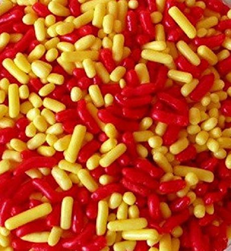 NCSRed and Yellow Edible Jimmies Sprinkles, 8 ounces - Great for Cupcakes, Cookies, Cakes, Donuts, Cakes Pops