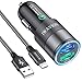 Produktbild Auto Ladegerät, IWAVION Quick Charge 3.0+2.4A 30W KFZ Ladegerät Adapter Dual USB Auto Ladeadapter mit 1M Nylon Ladekabel für iPhone 13/12/11/XS/XR Max/X/8+/7+/6S/6/5s/5C/SE,iPad Air/Mini/Pro,iPod