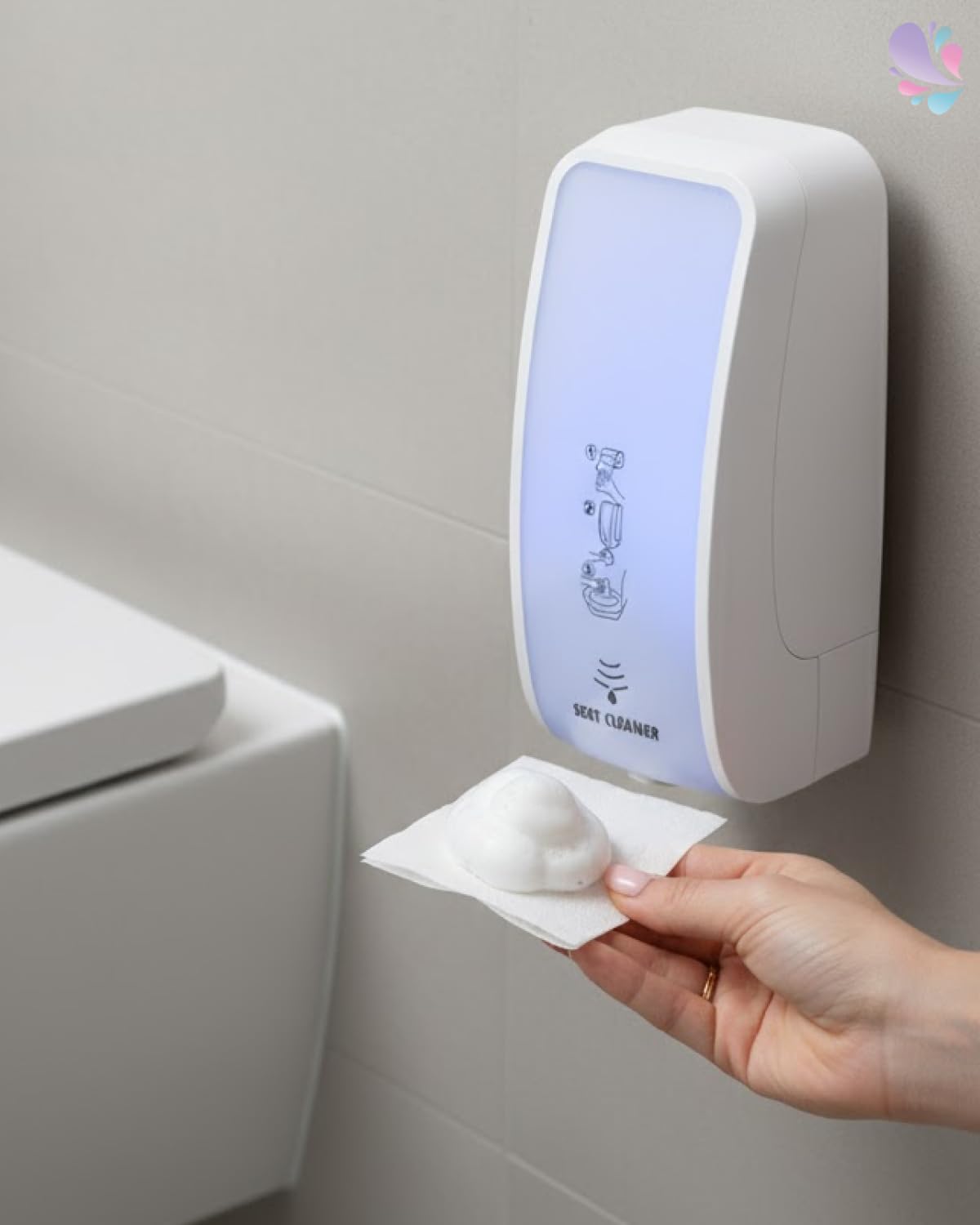 SET Damentoilette Komplettsystem Weiß | Damentoiletten-Komplettset mit Cosmos Spendern, Sitzreiniger, Intimschaum und Hygienezubehör