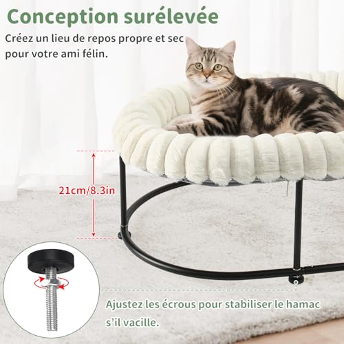 Hamac chat lit surélevé panier petit chien canapé animal blanc L - 3