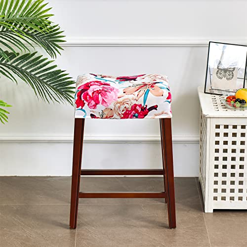 Crfatop 4 Pieces Printed Rectangle Bar Stool Cover Chair Seat Slipcovers Stretch Stool Upholstered Slipcover Protector Backless Chair Cover For Square Stool Without Backrest,06 #TOP2