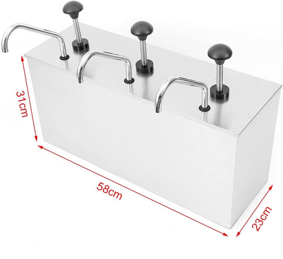 3 dispensadores de salsa de acero inoxidable de 4 L – Juego de bomba dispensadora de salsa, ketchup, mayonesa, mostaza