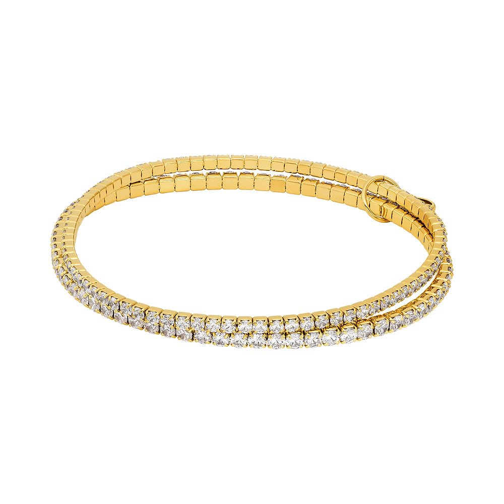 Michael Kors - Bracciale doppio Premium Kors Brilliance in ottone tonalità oro da donna, MKJ8359CZ710