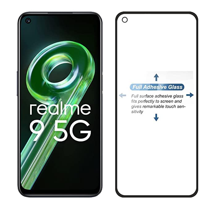 Image of Screen Protector for realme 9 5G (Black) Tempered Glass Edge-to-Edge 6D Screen Guard With Installation Kit