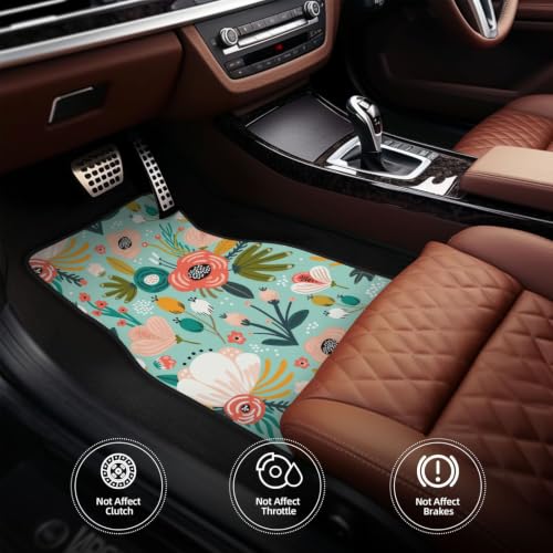 Alfombrillas de coche antideslizantes que solucionan el desgaste del suelo con flores coloridas 5