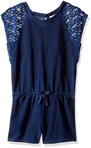 Romper indigo en baby french terry avec dentelle pour fille 5-6 ans