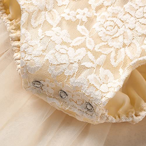 AWIBMK Baby Girls 1st Birthday Outfit Lace Romper Princess Tutu Dress Headband Cake Smash Clothes for Photo Shoot 2Pcs Sets4