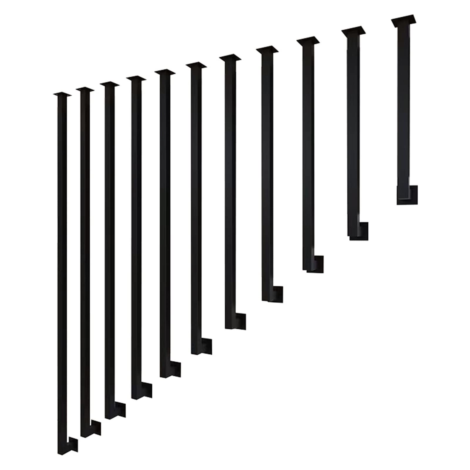 Meiiron Black 'L' Shaped Metal Stair Railing Handrail, Square Hollow Pipe Stair Railing Post Wall Mount Iron Banister Complete Kit (Color : Size : 145Cm(4.7Ft))