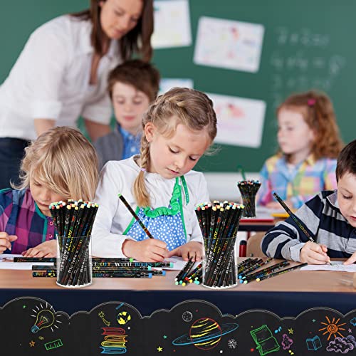 Pasimy 120 lápices de grafito motivacionales con borrador miniatura 5