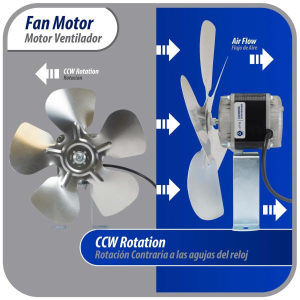 Appli Parts APFM-341E 34W Refrigeration Condenser and Evaporator Motor 115V 60Hz 1.5A 1450rpm Includes Base and 12in Aluminum Fan Blade CCW Shaft end Universal fit