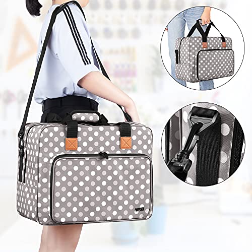 Luxja Sewing Machine Bag, Portable Tote Bag Compatible With Most Singer, Brother Sewing Machines And Extra Sewing Accessories, Gray Dots #TOP4
