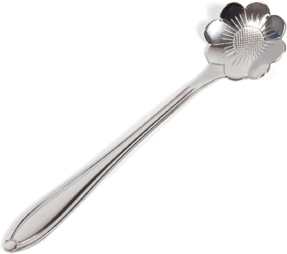 TP7 Coffee Spoon Flower Set Of 6 Pieces Stainless Steel Silver Dessert Sugar Tea Spoons Suck Cream Scoop Tableware Kitchen Accessories Gift For Home Office