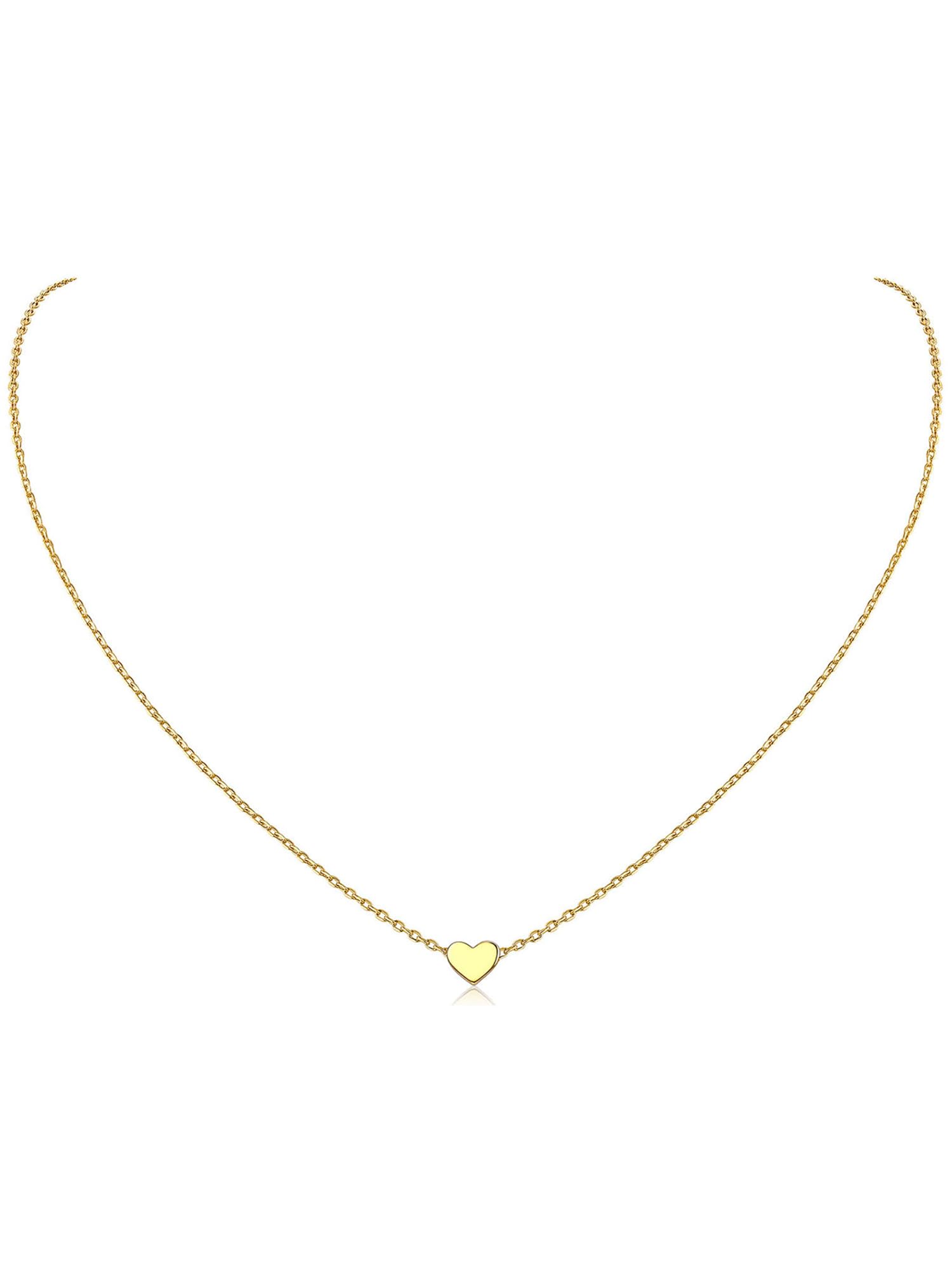 ChicSilver Collar Plata Mujer Colgante Luna Estrella Corazón Plata de Ley 925 Colgante Pequeño Gargantilla Choker Clavícula Joyería Minimalista Bohemia