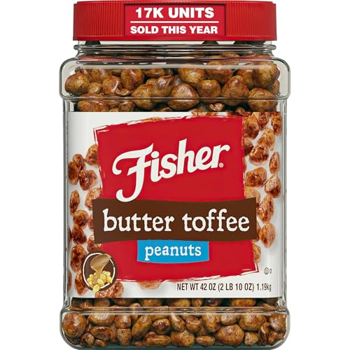 Fisher Snack Butter Toffee Peanuts, 42 Ounces (Pack of 1), No Artificial Colors or Flavors, 100% Recyclable