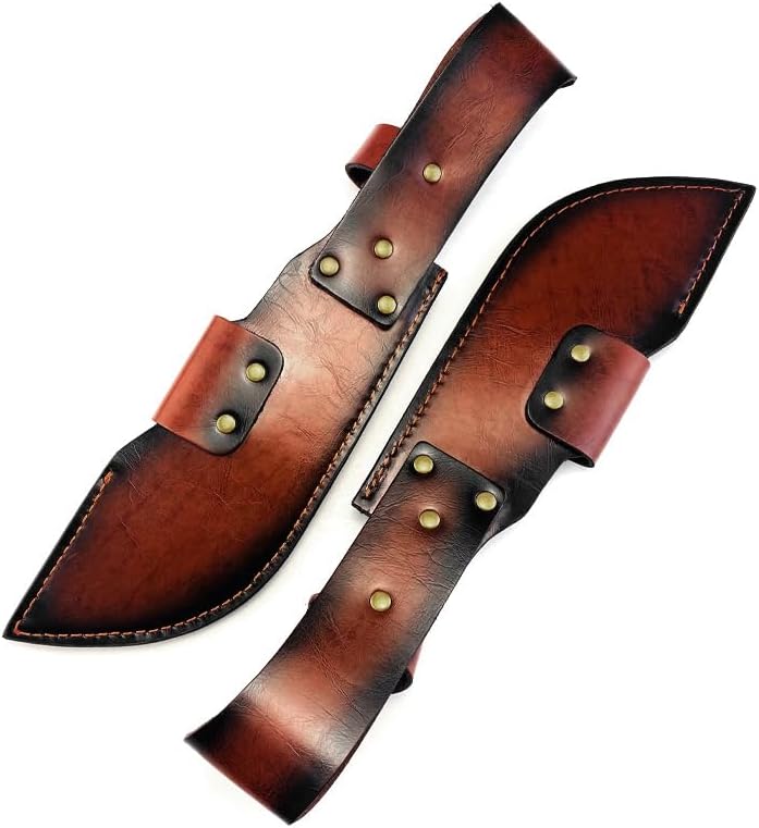 1PC Leather Knife Sheath, 8.46inch Length Protective Cover for Belt with Snap Closure Fits for Outdoor Search and Rescue
