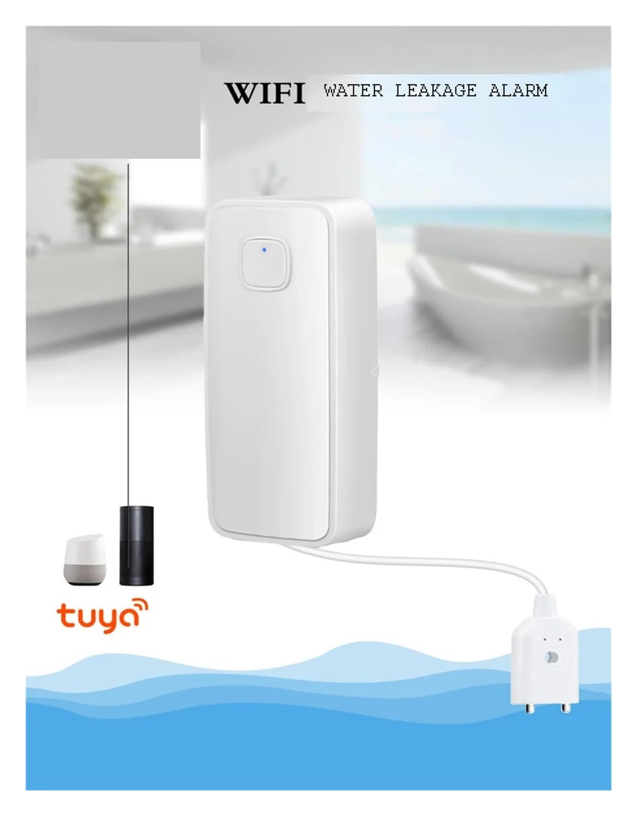 SystèMes De SéCurité Domestique Capteur De Fuite d'eau Tuya WiFi, Détecteur De Fuite d'eau Ou Alerte D'inondation, Système D'alarme De Sécurité De Débordement(D WiFi Water Sensor)