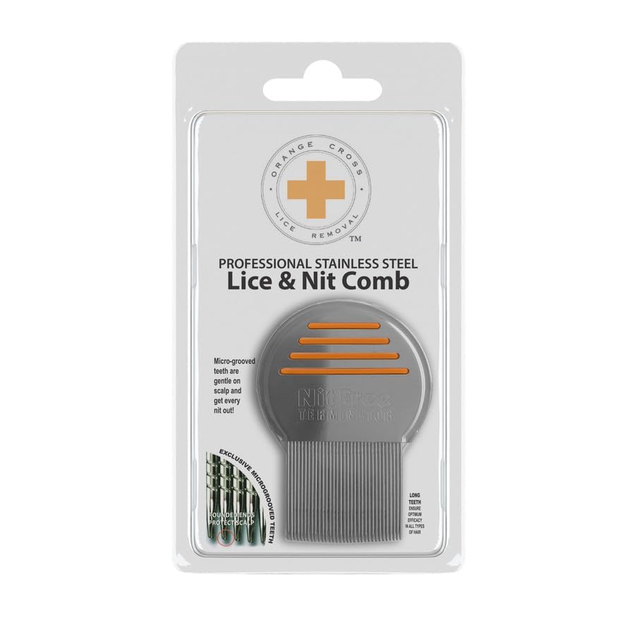 Miniatura 4 de Orange Cross - Peine profesional para eliminar piojos, liendres y piojos de acero inoxidable, cepillo de tratamiento de cabeza