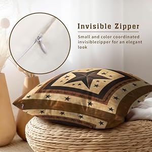 Imiss western texas star throw pillow covers set of 2 brown decorative pillow cover rustic western style retro cushion 18×18 inch for outdoor sofa bedroom  urban country home decor