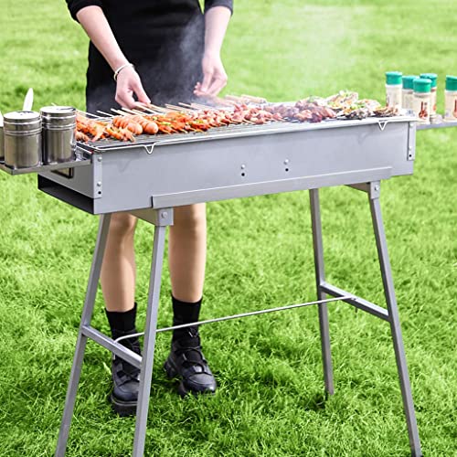 Gril à charbon de bois pliant XMING 80cm pour cuisson extérieure grand format - 5