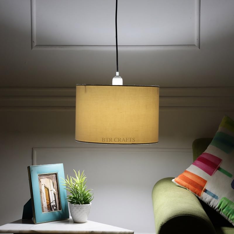 White Color, Hanging Drum Lamp Shade, Decorative Light Lamp for Living Room, Home, Bedroom, Home Décor Lightning/Silver Canopy (12" Inches)-image-21