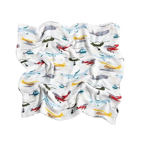 Image of Little Unicorn - Air Show Deluxe Swaddle | Single | 100% Rayon Muslin from Bamboo | Super Soft | Newborns and Infants | Large 47 inch x 47 inch | Machine Washable