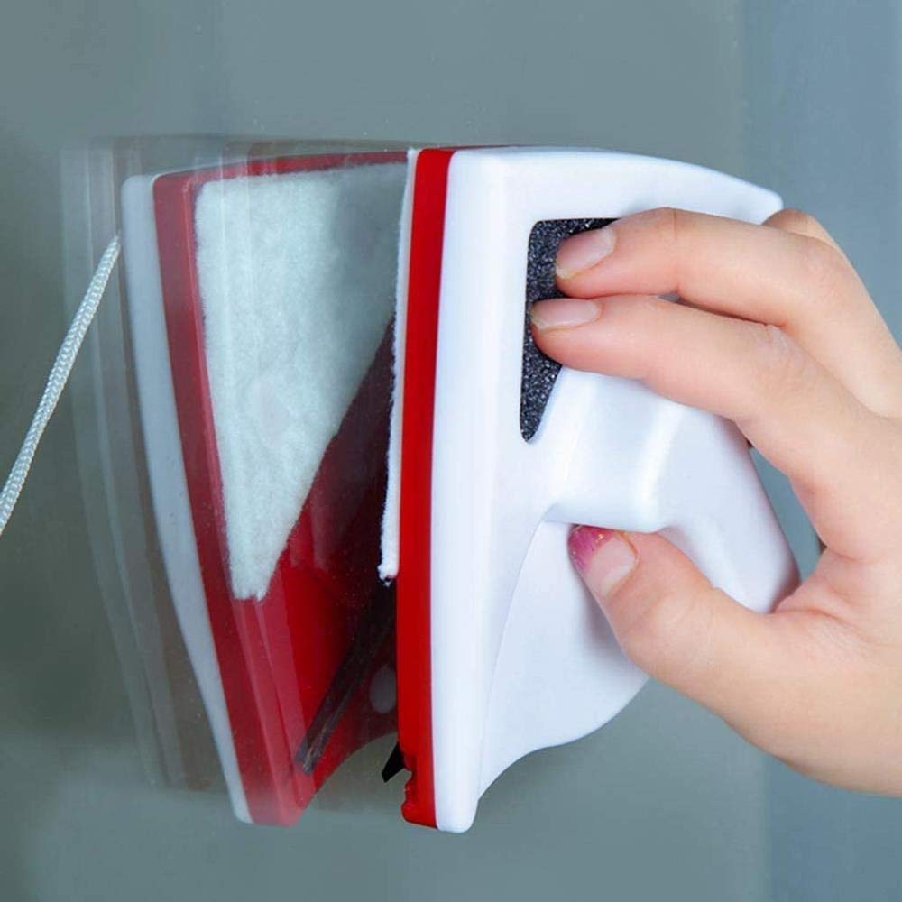 Limpiador de ventanas magnéticas, herramienta de limpieza de ventanas, limpiador de ventanas magnéticas de doble cara, limpiador de doble cara de ventana con 2 largas cuerdas anti-caídas for altas