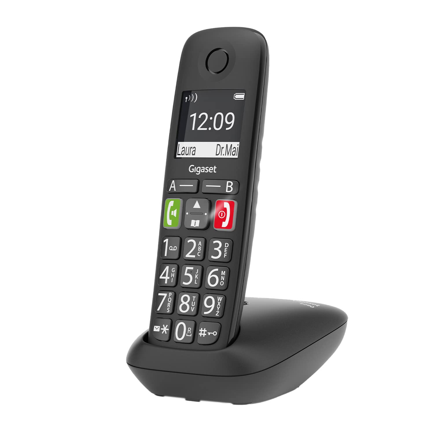 Gigaset Easy E294 - telefono DECT wireless per anziani - compatibile con apparecchi acustici - facile da usare, menu a schermo grande e tasti grandi, nero