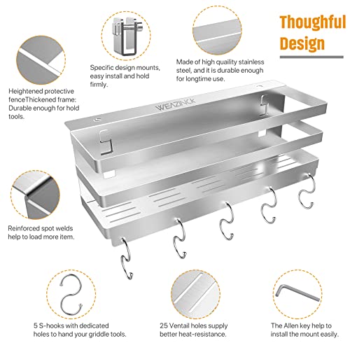 Weazinck Stainless Steel Griddle Caddy For 28"/36" Blackstone Griddles, With An Allen Key, Space Saving Bbq Accessories Storage Box, Free From Drill Hole&Easy To Install #TOP3