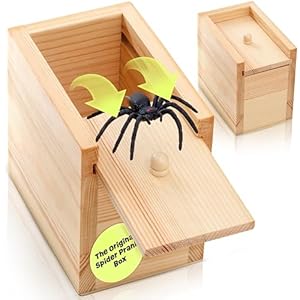 The Original Spider Prank Box- Funny Wooden Box Toy Spider Prank, Hilarious April Fools Day, or Birthday Surprise Toy and Gag Gift Practical Joke Bromas Kit