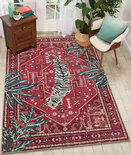 Image of Printed Cotton Carpet for Living Room Size 4x6 feet | Anti-Slip Floor Rug | Washable & Durable | Modern Design Home Decor Color- Lion