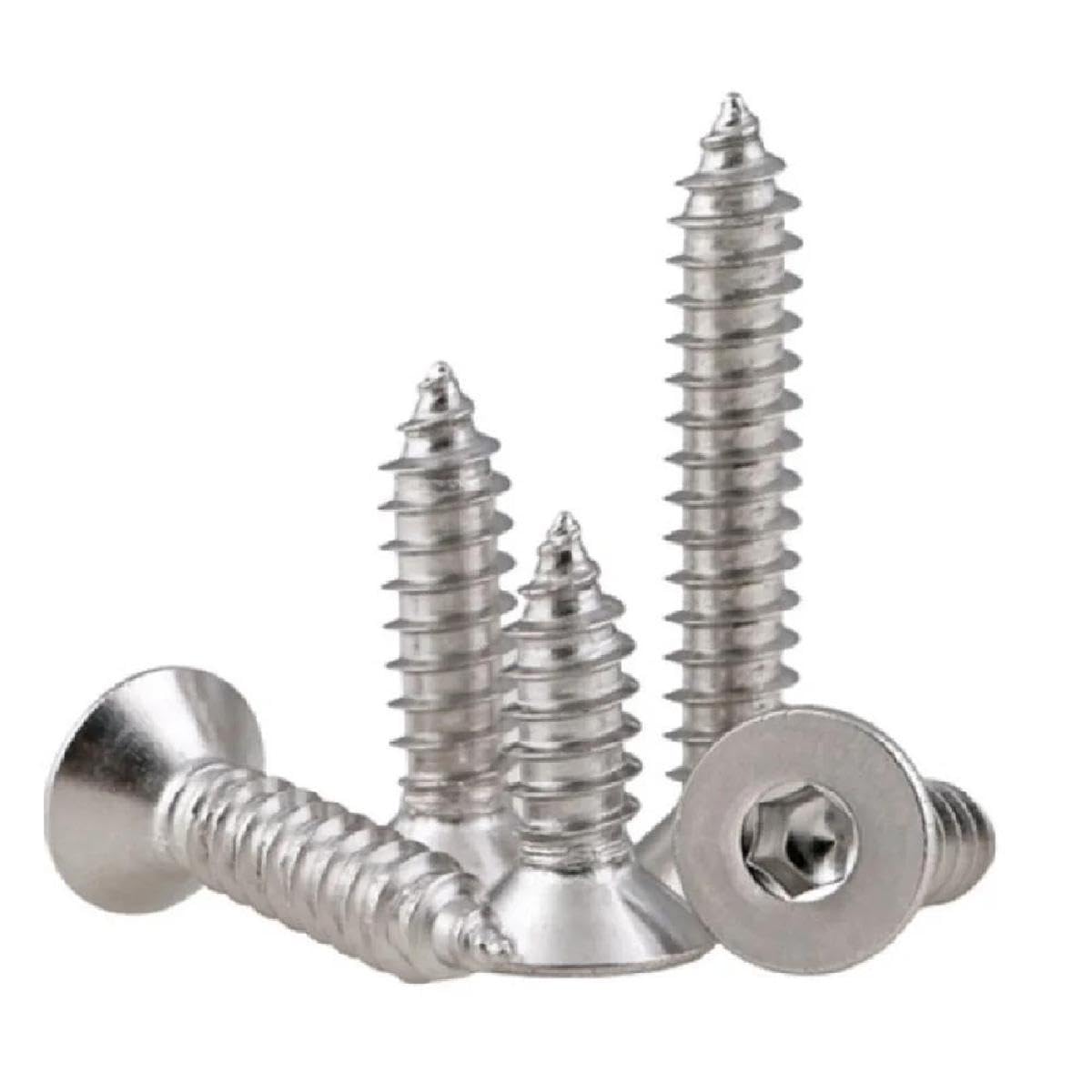 JIEYUZYUO Flat Head Hexagon Hex Socket Stainless Steel Self Tapping Screw/50Pcs/M2 16Mm