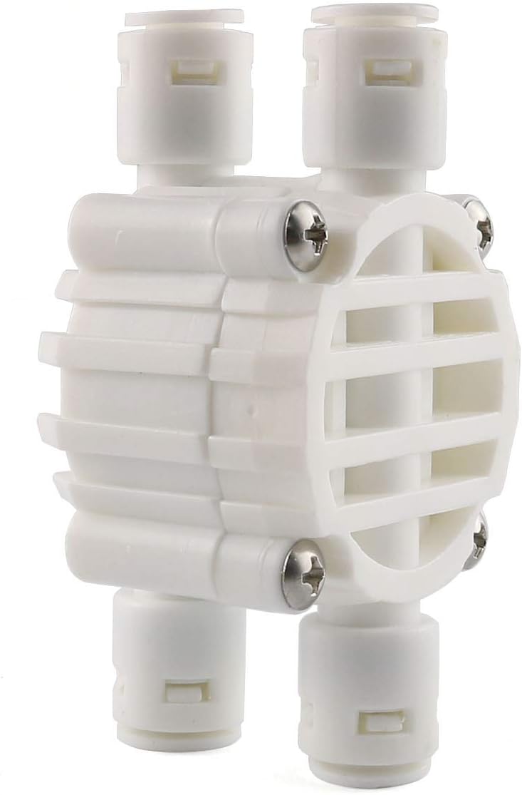 E-outstanding 1/4 Inch Push-Fit 4-Way Automatic Shut-Off Valve with Quick-Connect Fittings for Water Purifier Reverse Osmosis System
