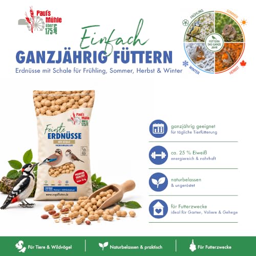 Paul´s Mühle - 10kg Erdnüsse mit Schale für Tiere & Wildvögel naturbelassen