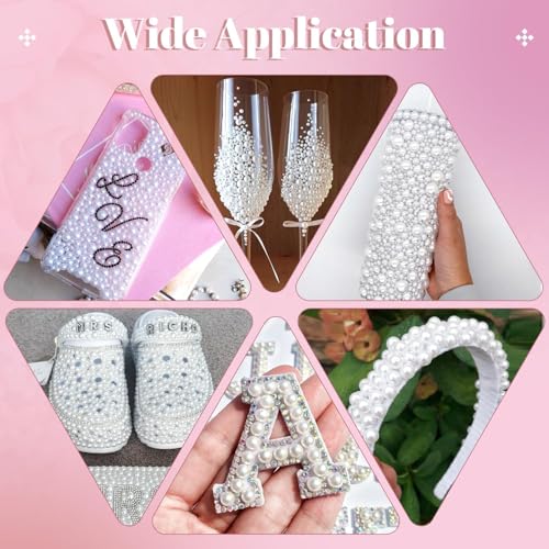 Image of Flatback Pearls for Crafting with 3Pcs 10ml B7000 Jewelry Glue, 1 Box of Half Round White Pearls, Bedazzling Beads for DIY Crafts Clothing Tumblers Shoes Embellishment Nail Art