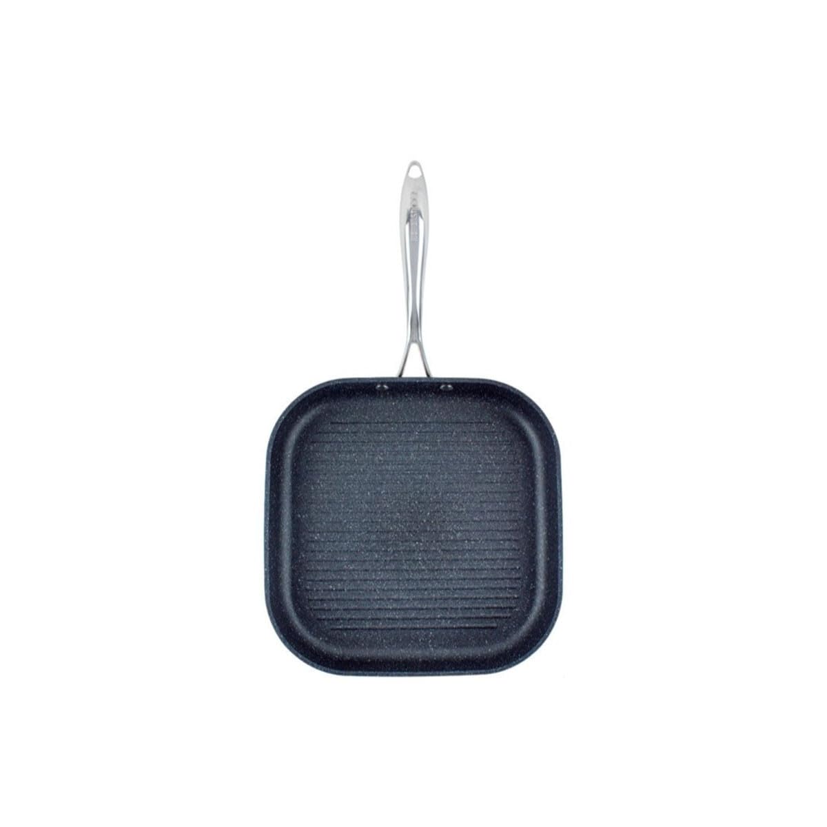 eaziglide Neverstick 3 Quadratische Grillpfanne aus Aluminium und Edelstahl in der Farbe Schwarz, Durchmesser: 28cm, IM1048