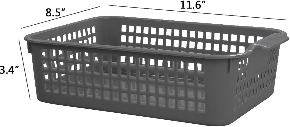 Ggbin 6 Pack Plastic Baskets Organizer, Shelf Basket(Gray)