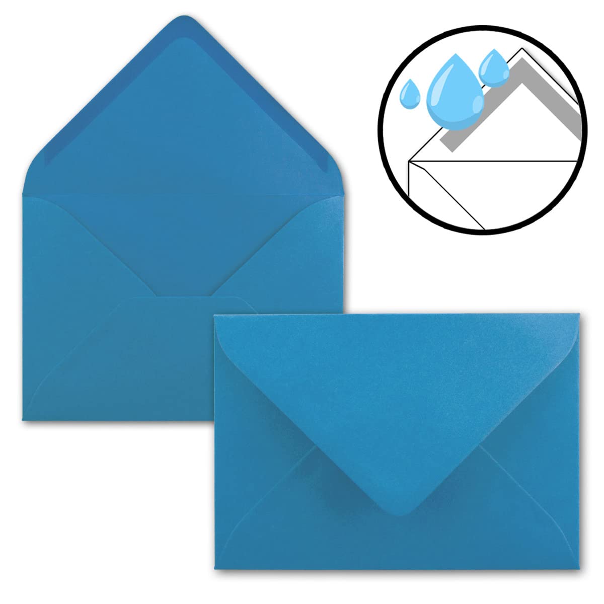 100x Quadratische Briefumschläge (15,5x15,5 Cm) – Azurblau, 110 G/m², Mit Nassklebung, Ohne Fenster