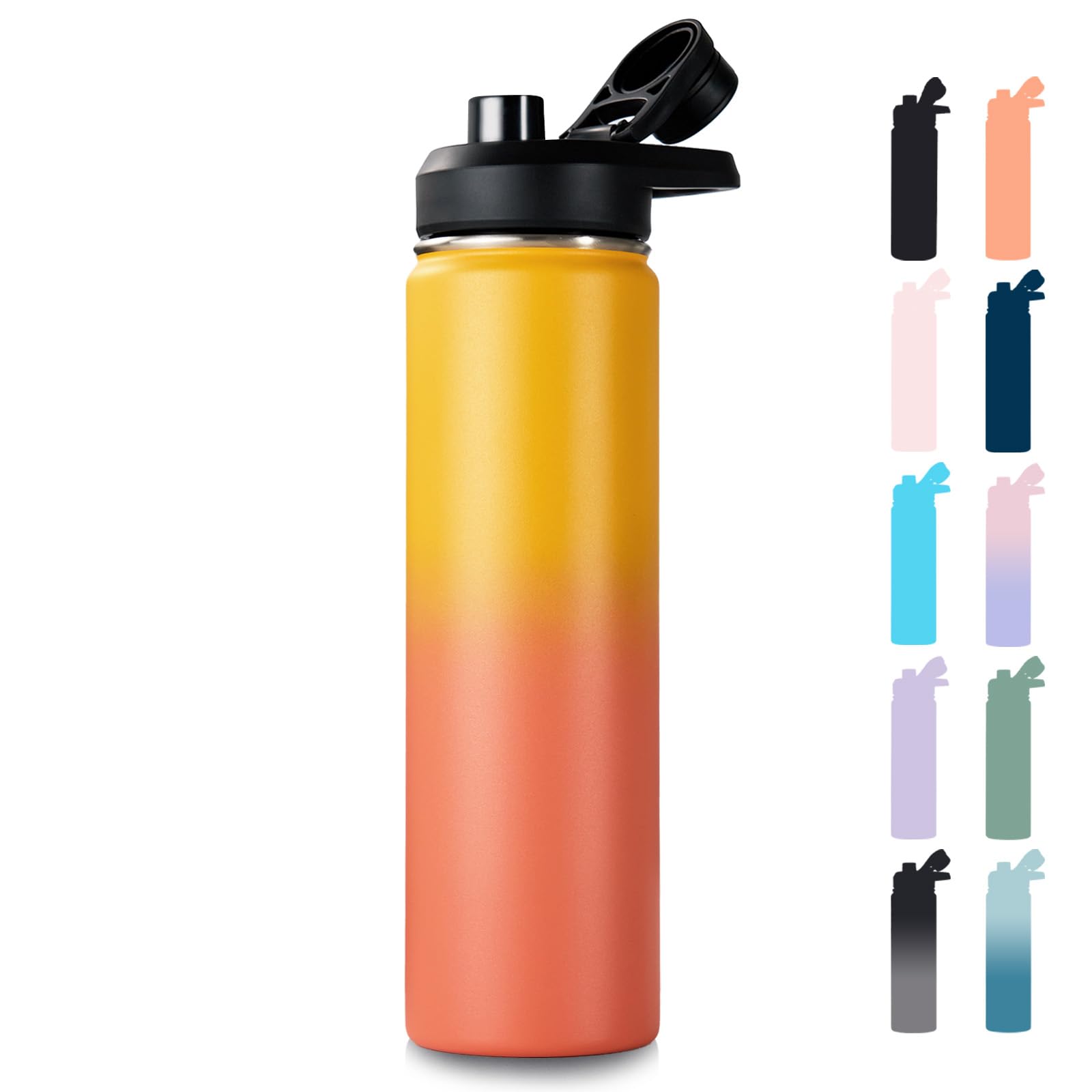 Fijinhom 24 oz Insulated Water Bottle with Handle, 304 Stainless Steel Water Bottles with Wide Mouth, Double Wall Vacuum Sports Water Bottle, BPA Free