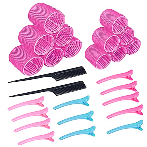 Hair Rollers, Rouleau Bigoudis Cheveux, Rouleau Bigoudis Cheveux, 40mm 60mm Bigoudis et Pinces, Hair Curlers Rollers, Friser Cheveux, Hair Curlers et 12 Pinces à Bec de Canard
