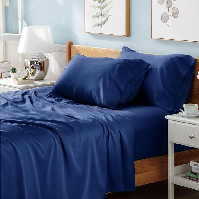 Prime Linens Flat Sheet Poly Cotton Percale Breathable Bed Top Sheet Wrinkle, Shrinkage and Fade Resistant Flat Bed Sheets (Royal Blue, Super King(264Cm x 264Cm))