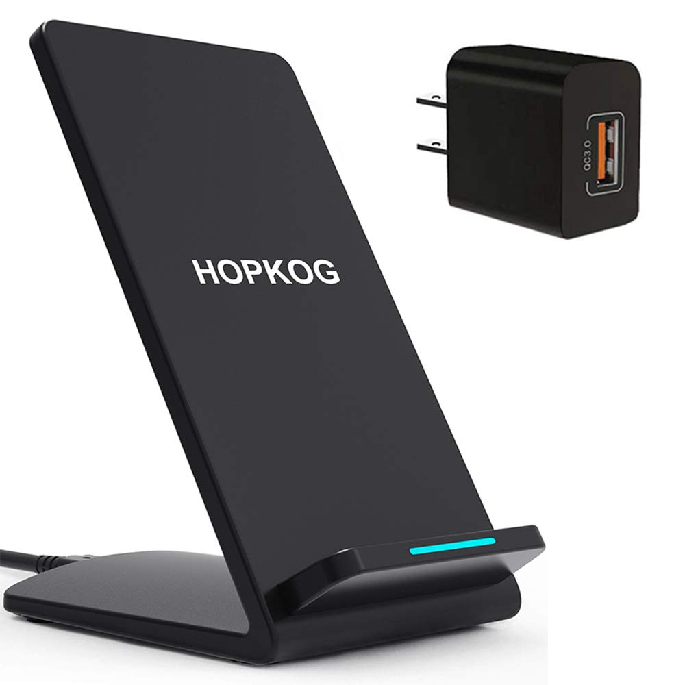 Fast Wireless Charger, PowerWave Stand Dock, Qi-Certified for iPhone 11, 11 Pro, 11 Pro Max, XR, Xs Max, XS, X, 8, 8 Plus, 15W Fast Charging Galaxy S10 S9 S8, Note 9 10 (Black)