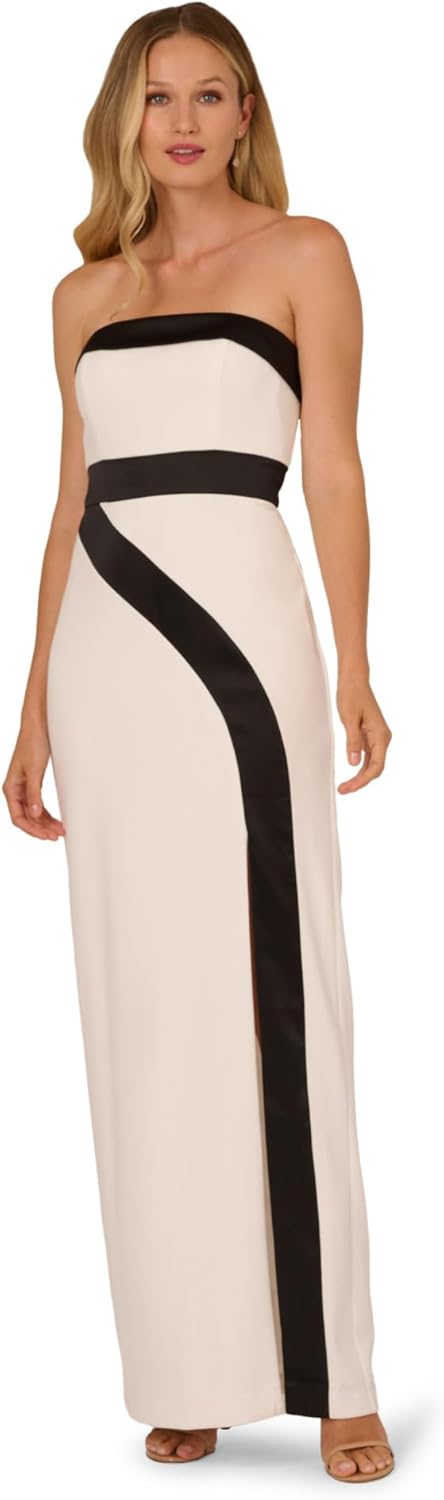 Adrianna Papell Colorblock Crepe Gown