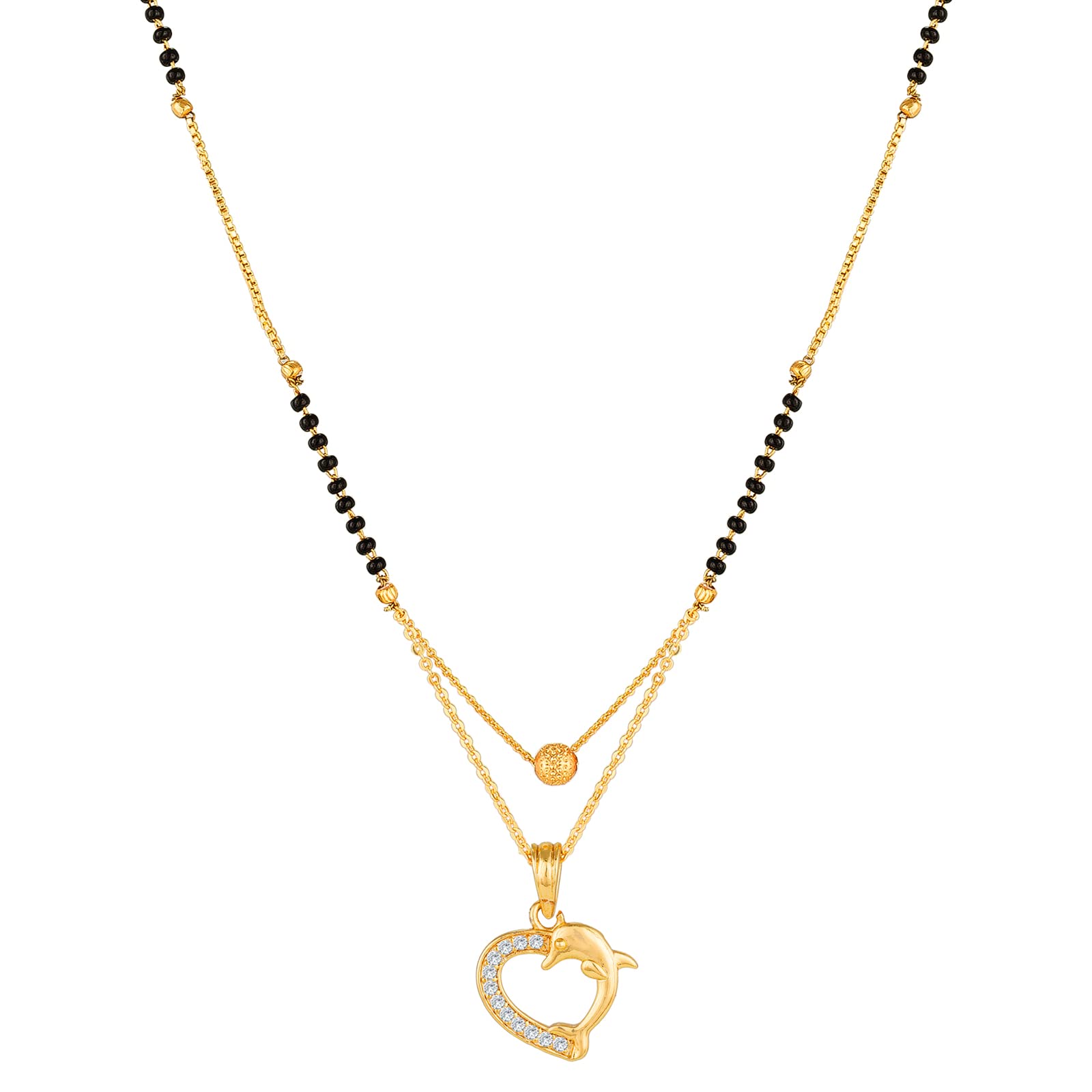 Exclusive American Diamond Cubic Zirconia Gold Plated Single Stand Mangalsutra Tanmaniya for Women MS2792-image-18