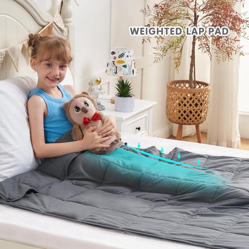 yescool Weighted Blanket 5 Pounds Cooling Weighted Lap Blanket, Grey Heavy Blanket for Sleeping, Weighted Throw Blanket Gift for 40-60lbs, 36"x48" - Image 4