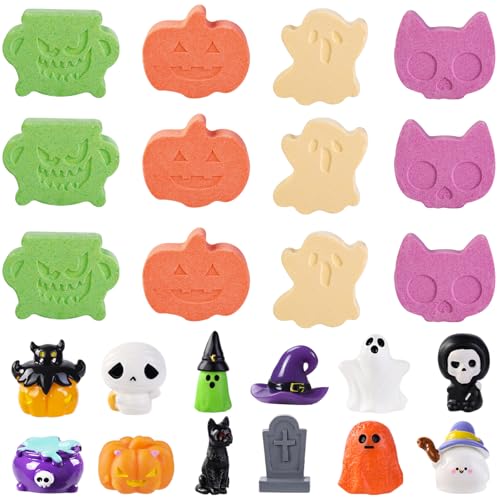 Vellibring 12Pcs Halloween Bath Bombs with Surprise Toys Inside, Trick...