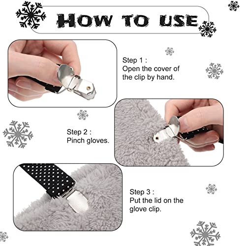 SATINIOR 8 Pcs Glove Clips for Kids Adjustable Mitten Elastic Winter Hat Glove Holder Clips for Toddlers(Black)4