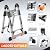 Telescoping Ladder 16.5 FT A Frame, Extension Multi-Purpose with Balance Bar Heavy Duty 330 lbs Max Capacity for Home and Outdoor Work, Silver